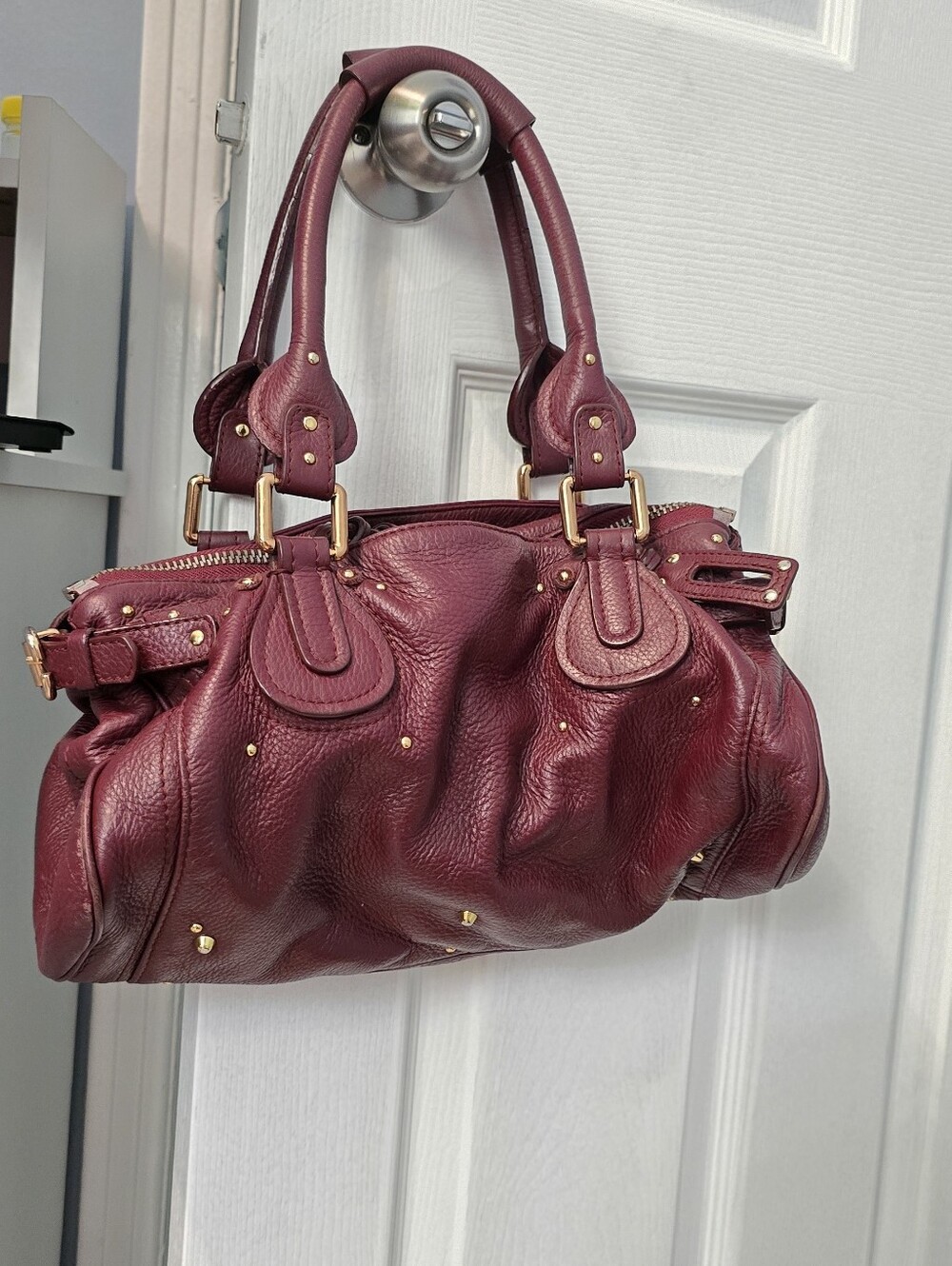 Chloe Paddington Women's Leather Satchel Handbag - Burgundy